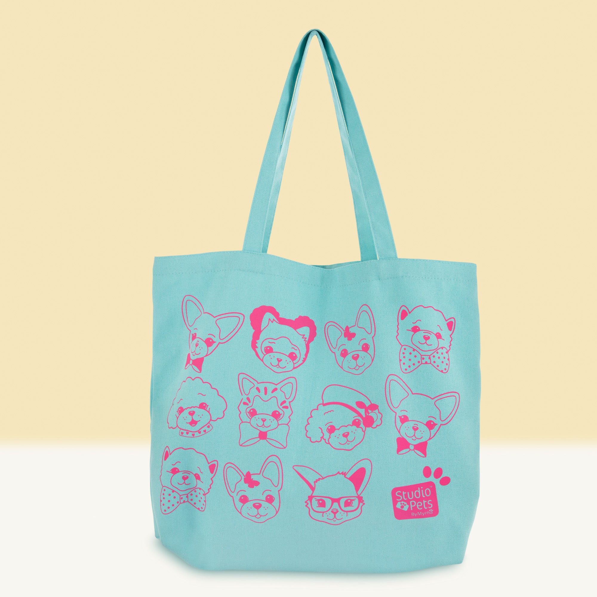 Canvas Tote Bag - Turquoise met illustraties