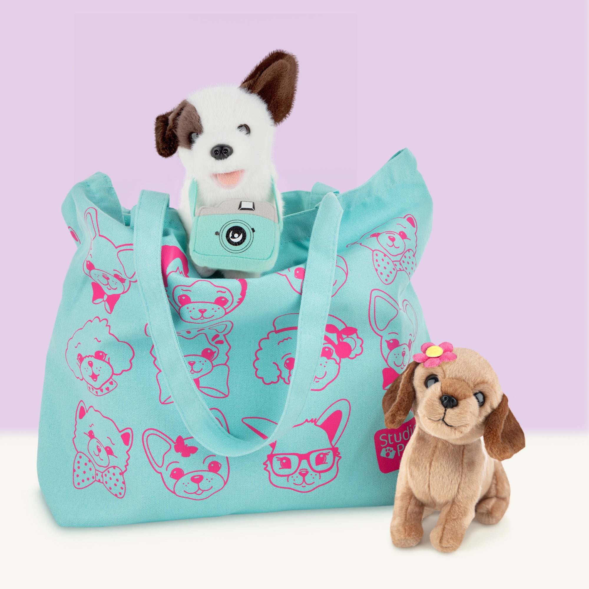 Canvas Tote Bag - Turquoise met illustraties