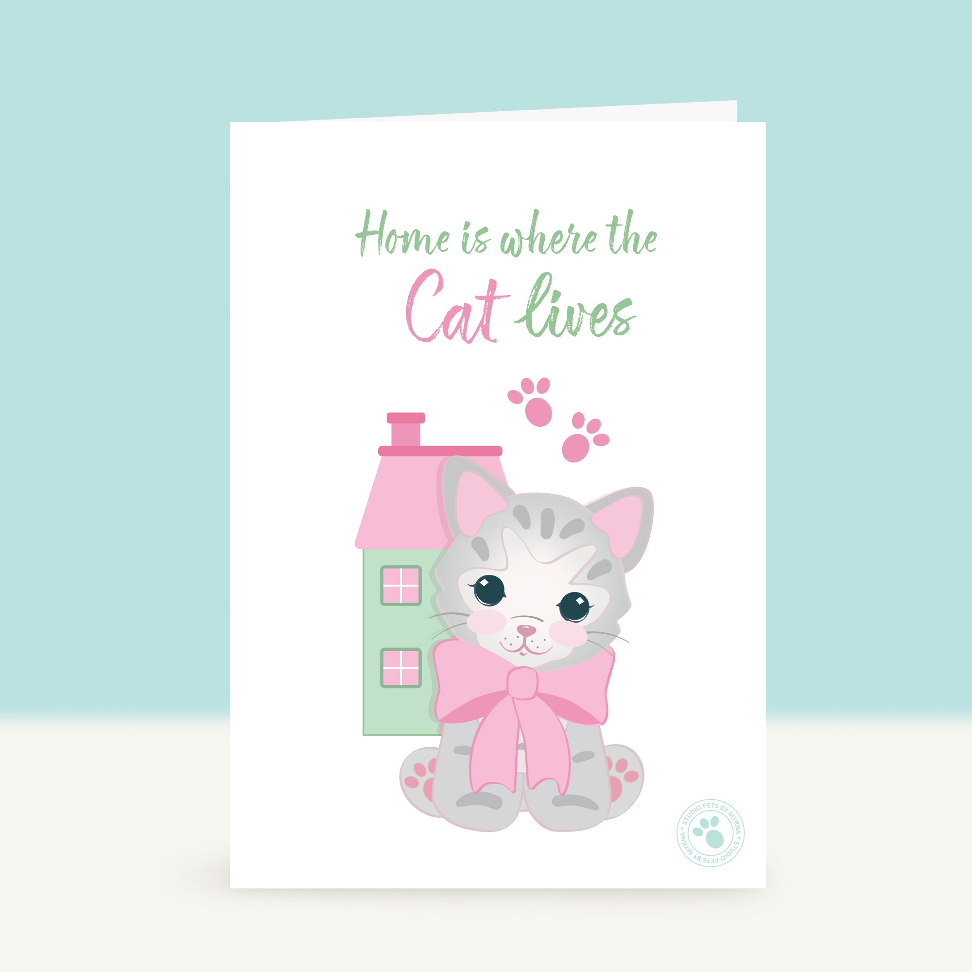 Kitten Wenskaart - Home is where the Cat lives