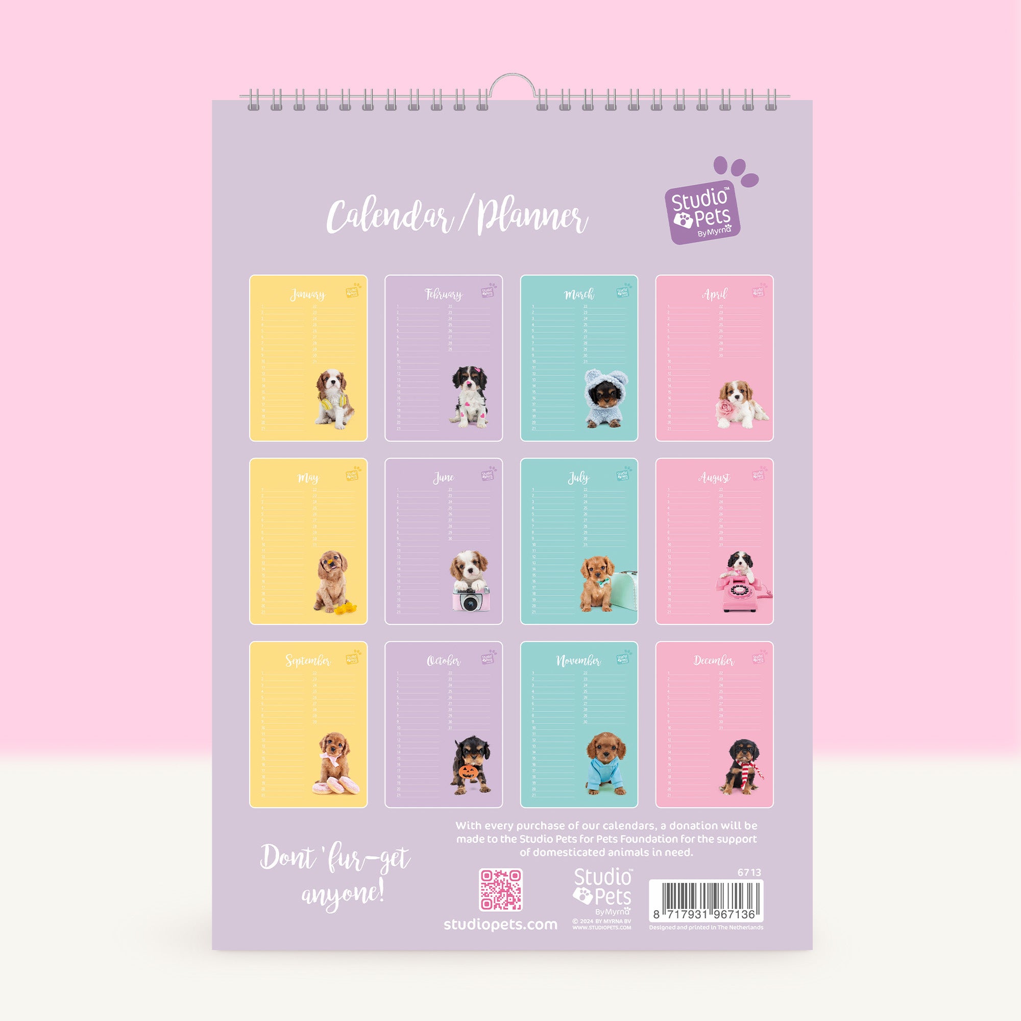 Verjaardagskalender Maandplanner - Cavalier Puppy Editie