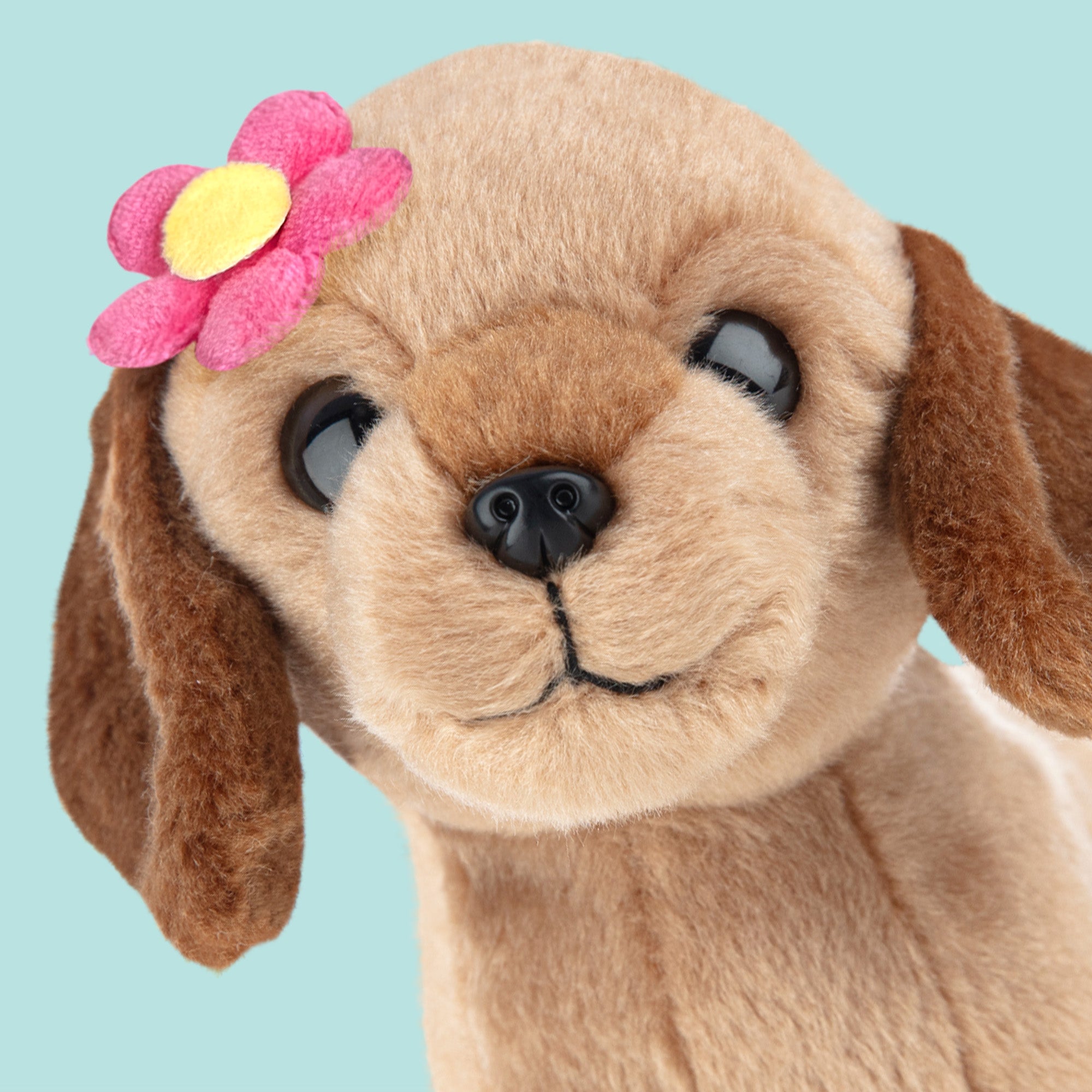 Pluche knuffelhond Teckel 16cm - Set met koffertje