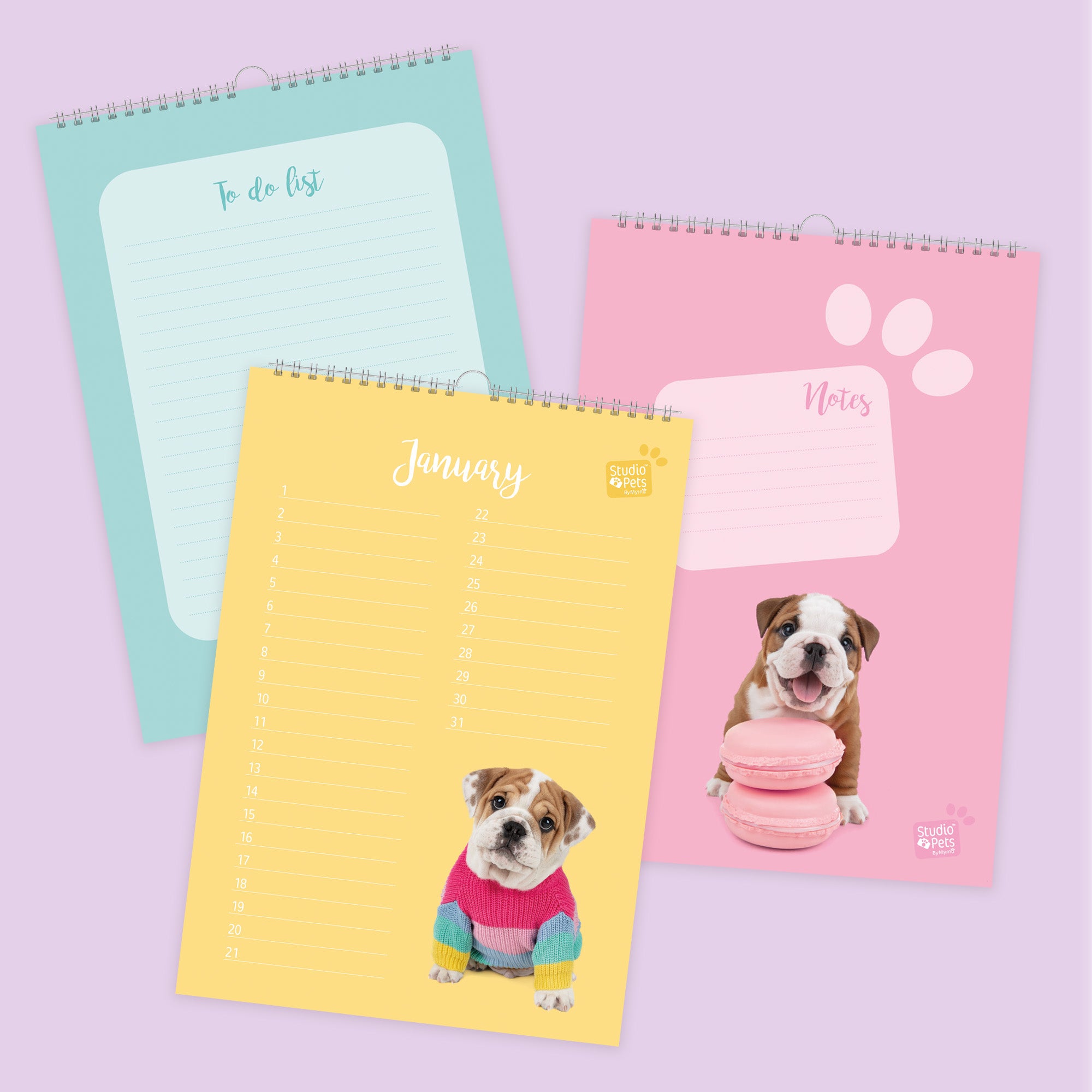 Verjaardagskalender Maandplanner - Engelse Bulldog Puppy Editie
