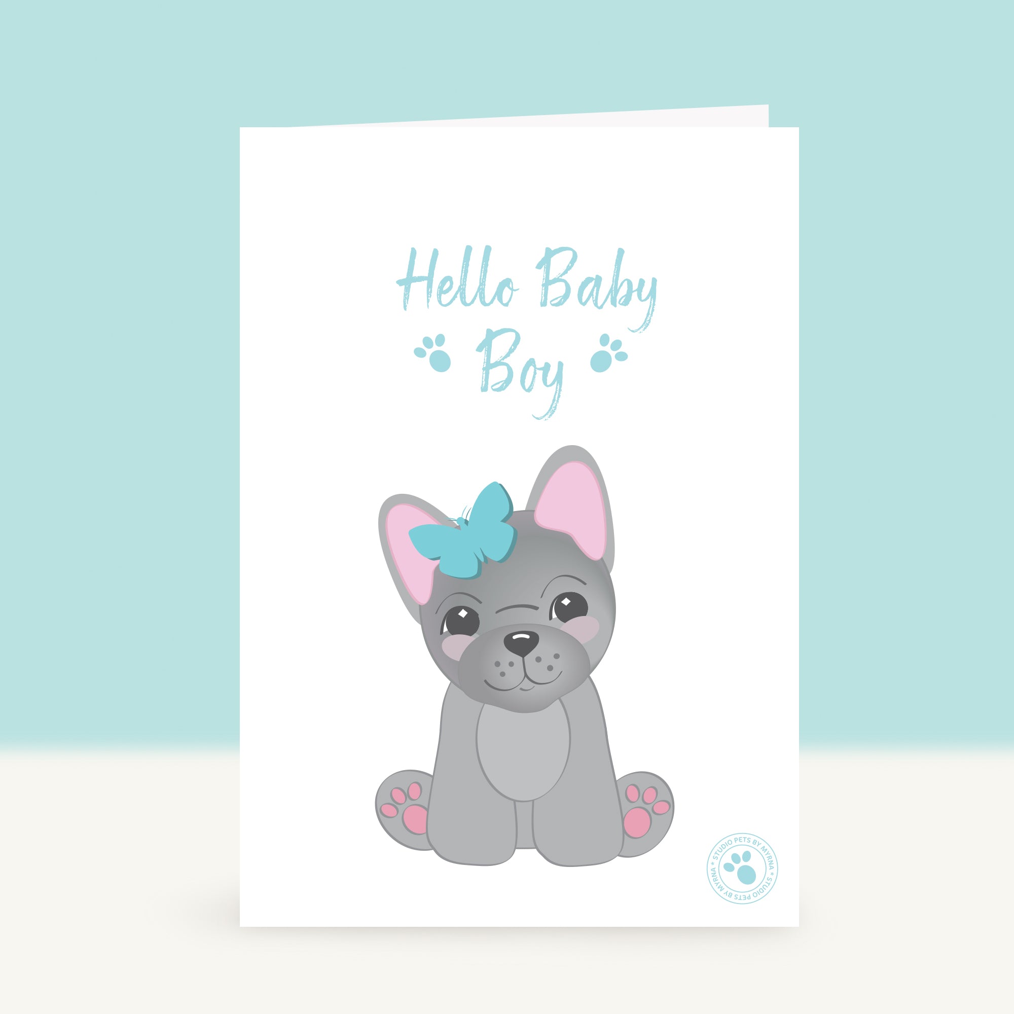 Puppy Wenskaart - Hello Baby Boy