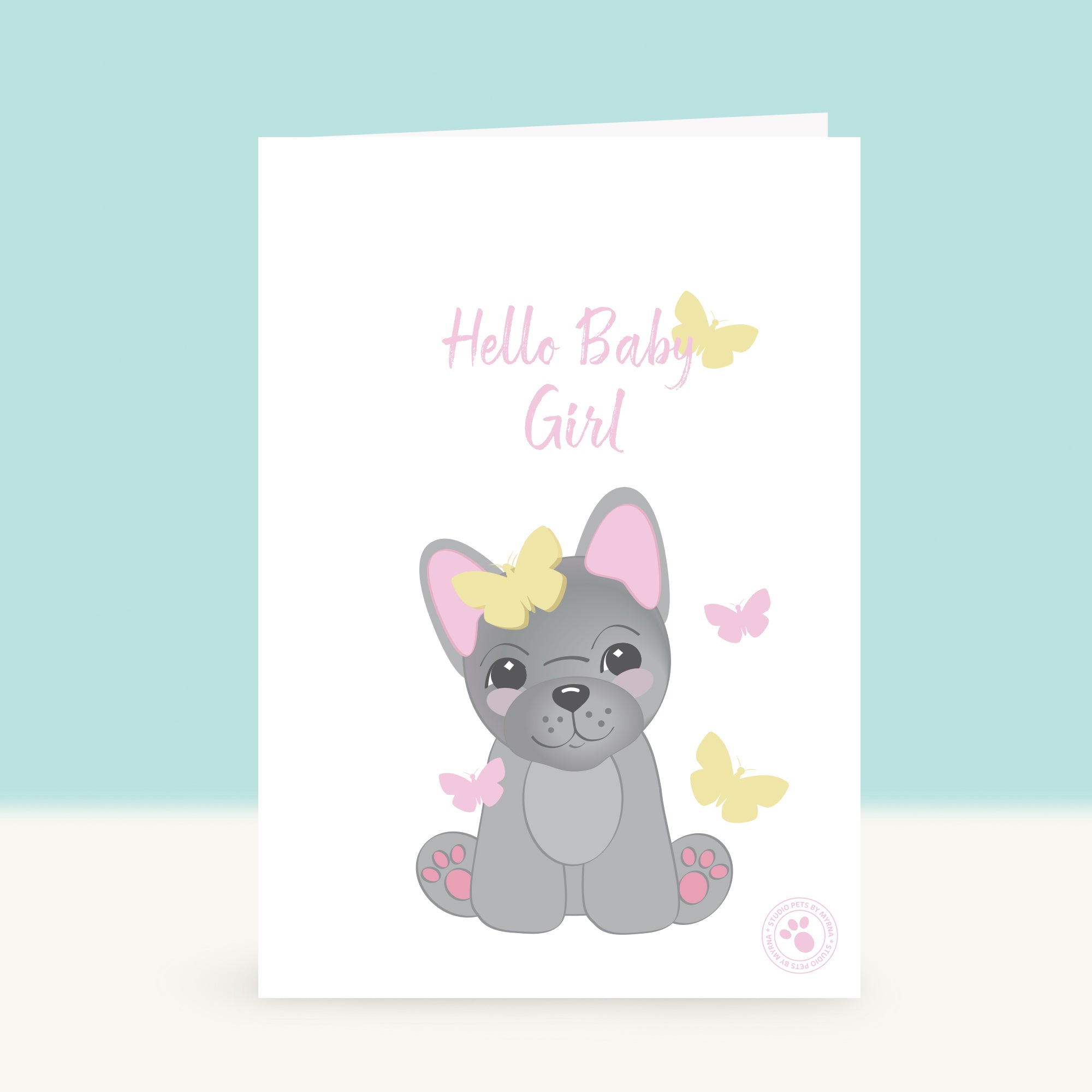 Puppy Wenskaart - Hello Baby Girl