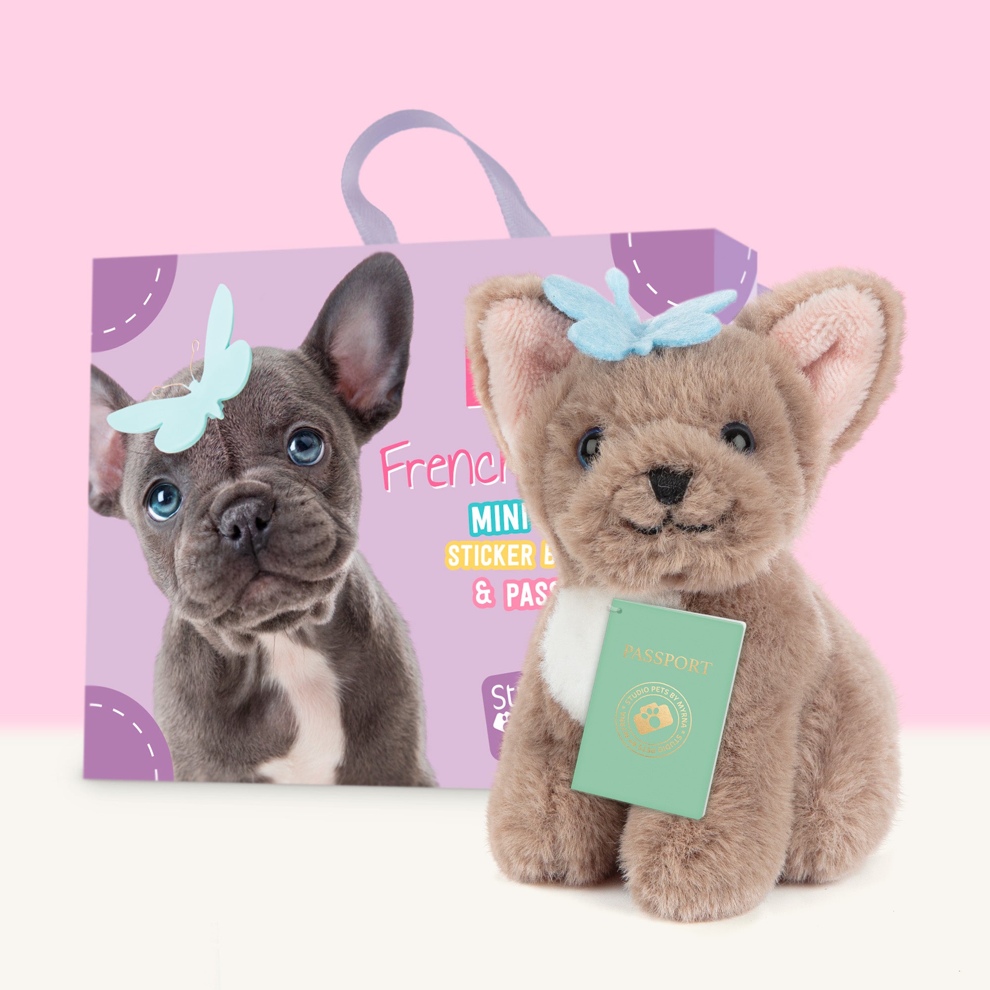 Mini Knuffelhondje BiBi met Koffertje - Jouw kleine Franse Bulldog pluche vriendje!