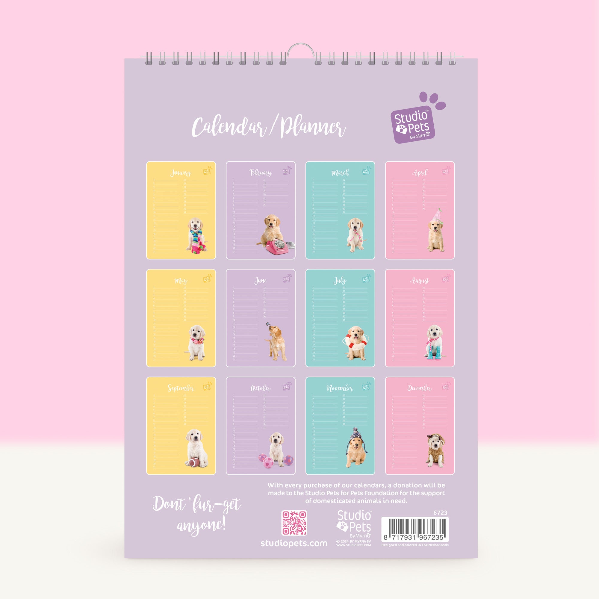 Verjaardagskalender Maandplanner - Golden Retriever Puppy Editie