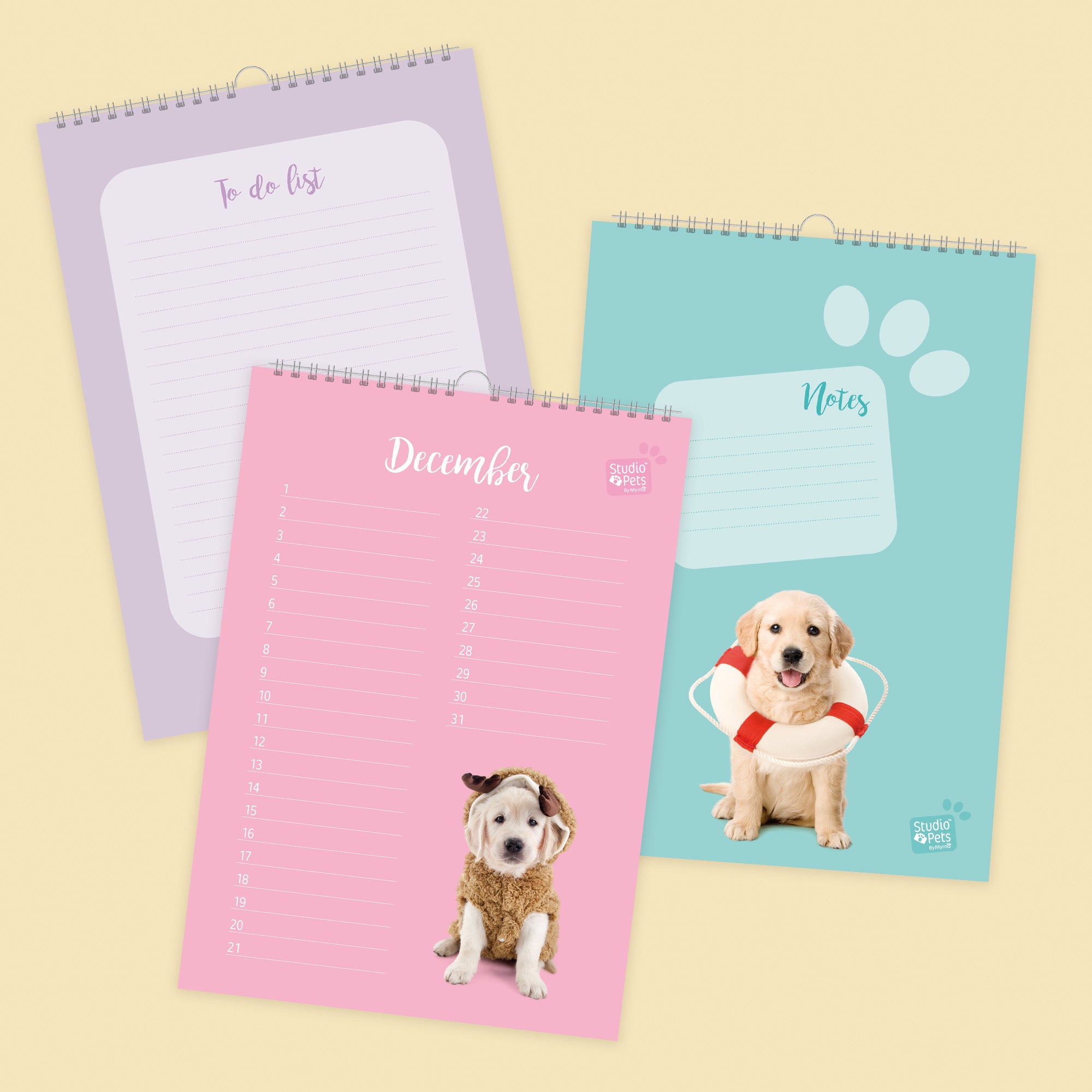 Verjaardagskalender Maandplanner - Golden Retriever Puppy Editie