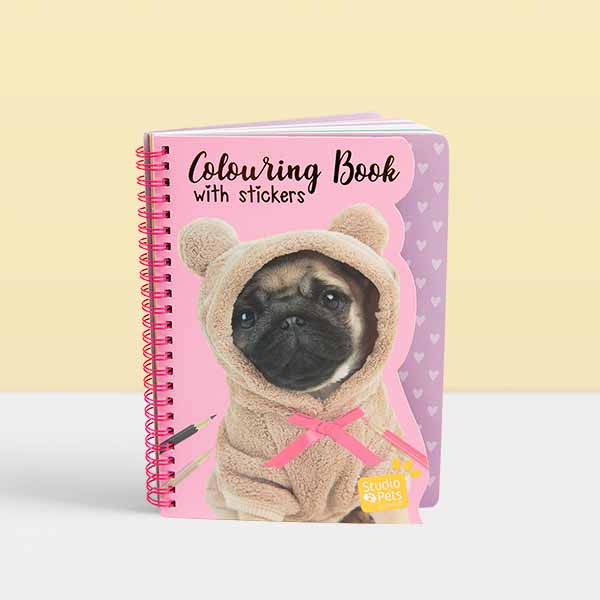 Kleurboek met Stickers - A5 Mopshond Snuggle Editie