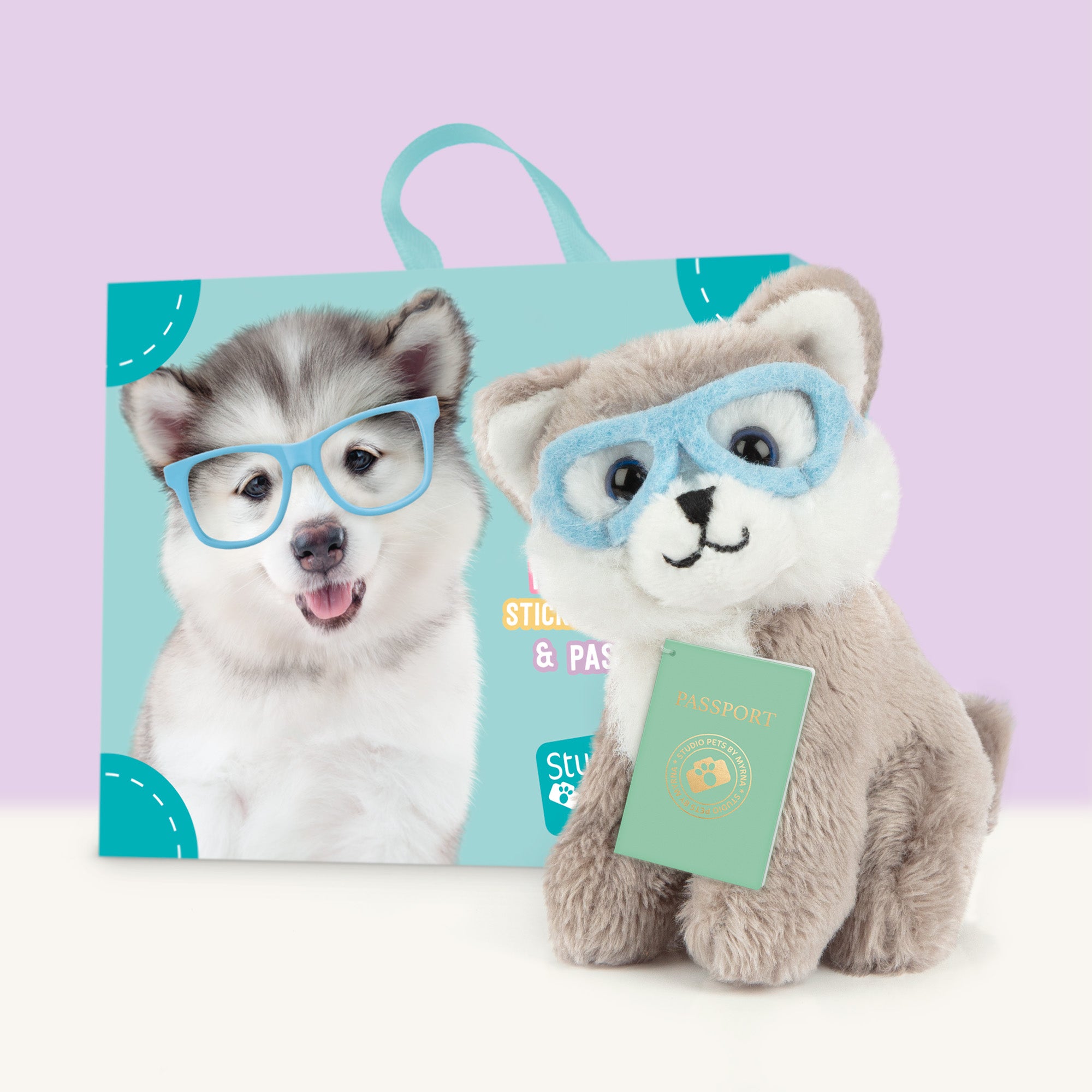 Mini Hondenknuffeltje Wolfie met Koffertje - Jouw Schattige Alaska Malamute pluche puppy!