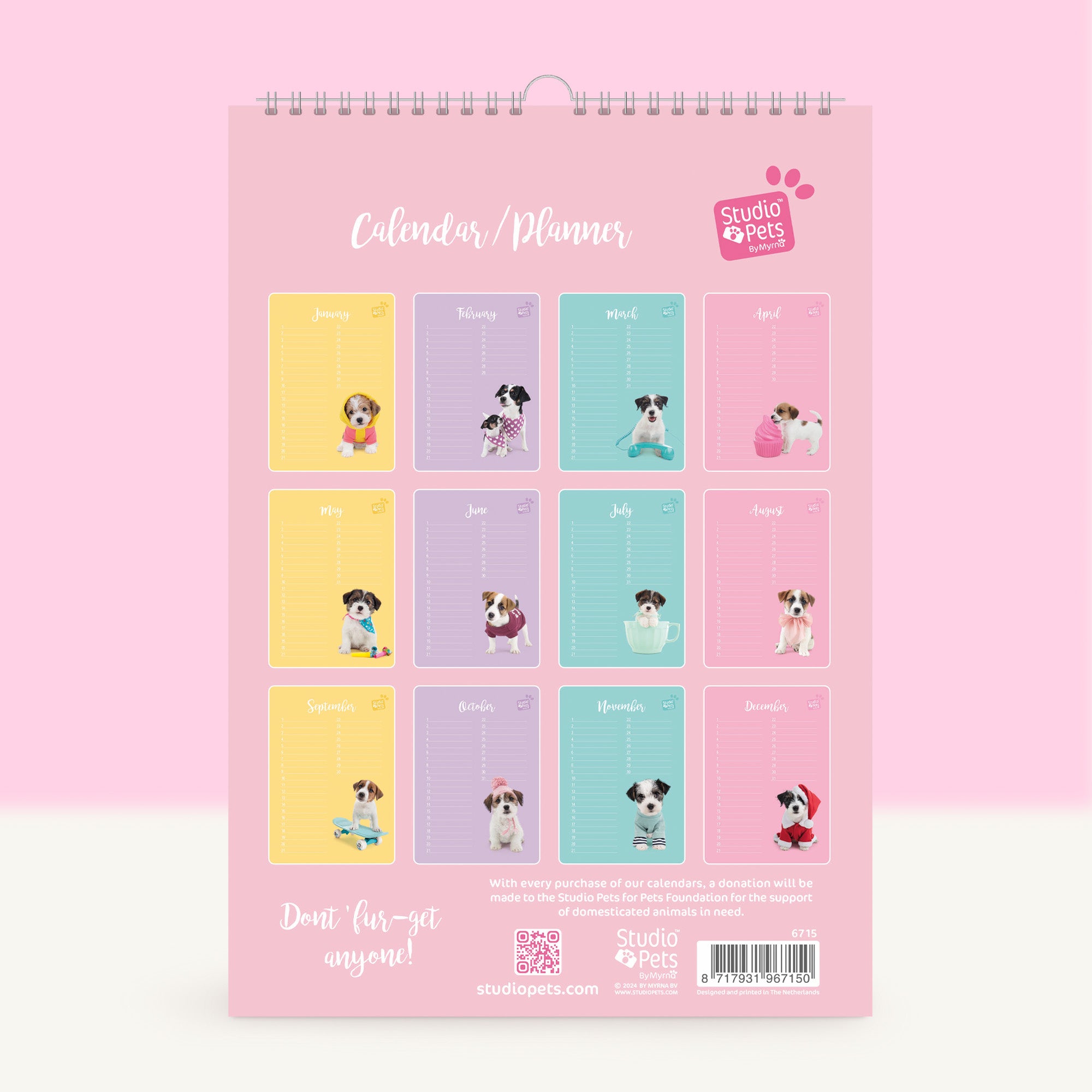 Verjaardagskalender Maandplanner - Jack Russell Puppy Editie
