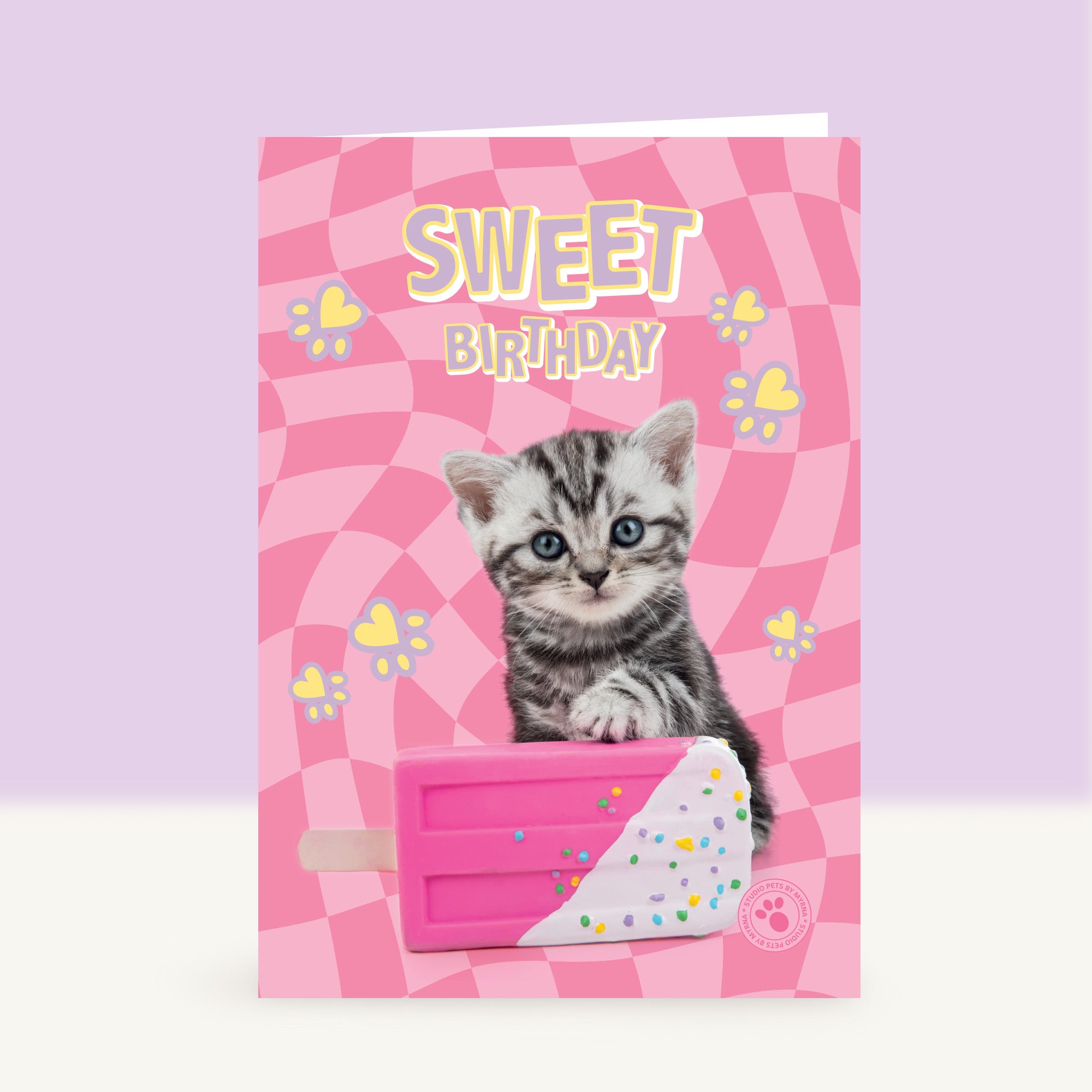Verjaardagskaart “Sweet Birthday” met Britse Korthaar kitten