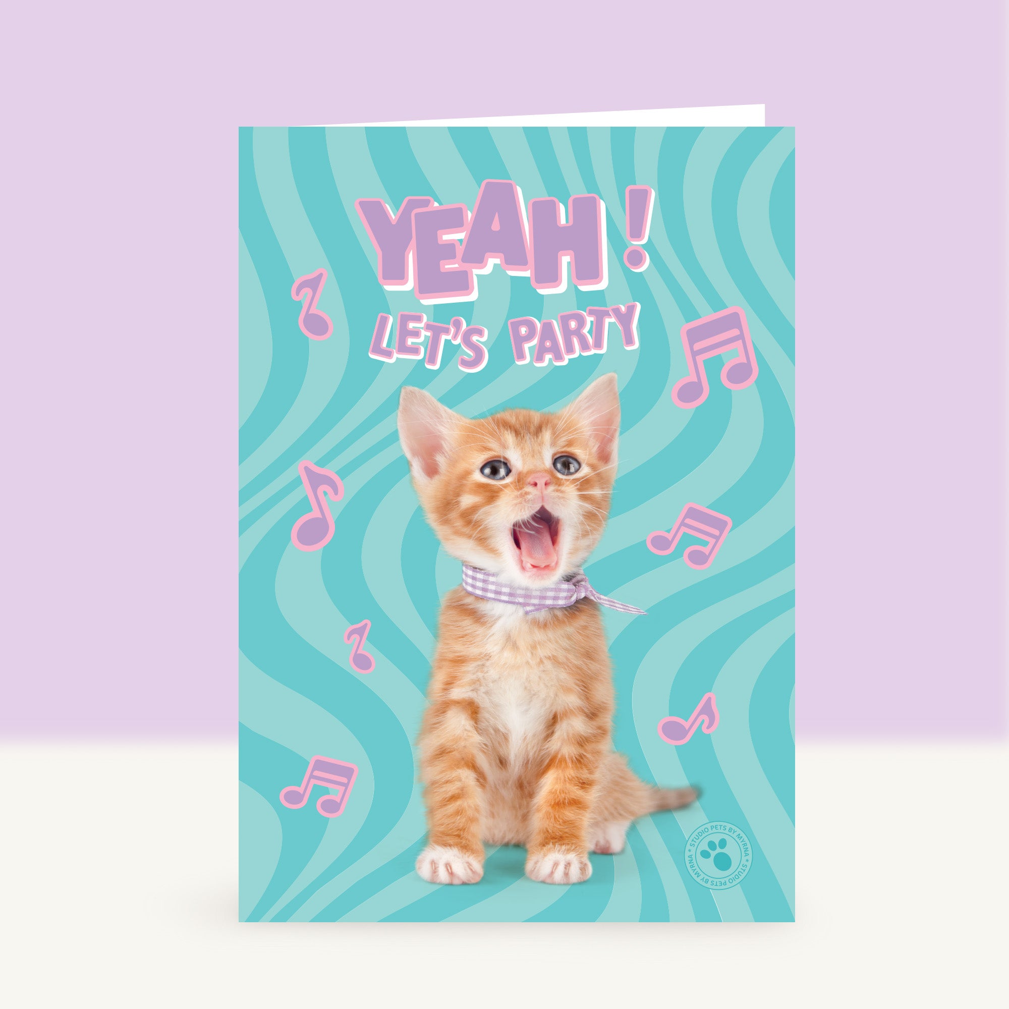 Wenskaart “Yeah! Let's Party” met Britse Korthaar kitten