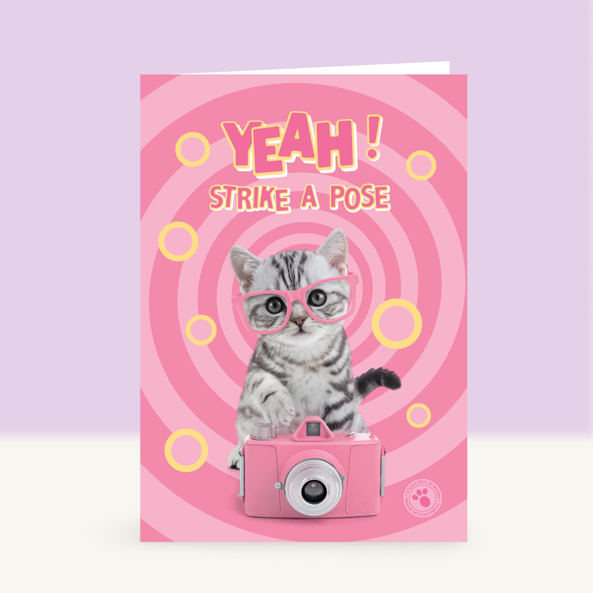 Wenskaart “Yeah! Strike a pose” met Britse Korthaar kitten