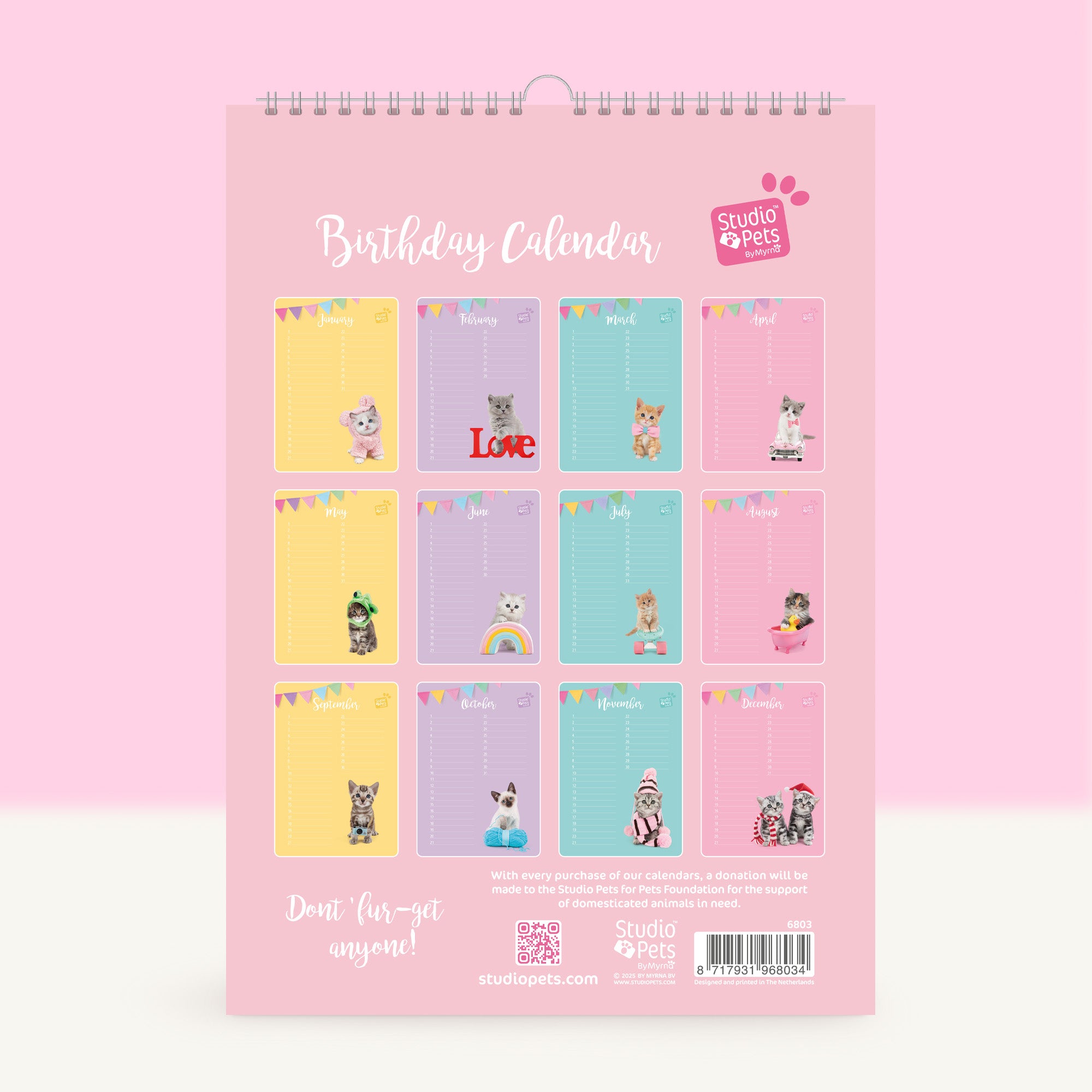 Verjaardagskalender Maandplanner - Kittens Editie