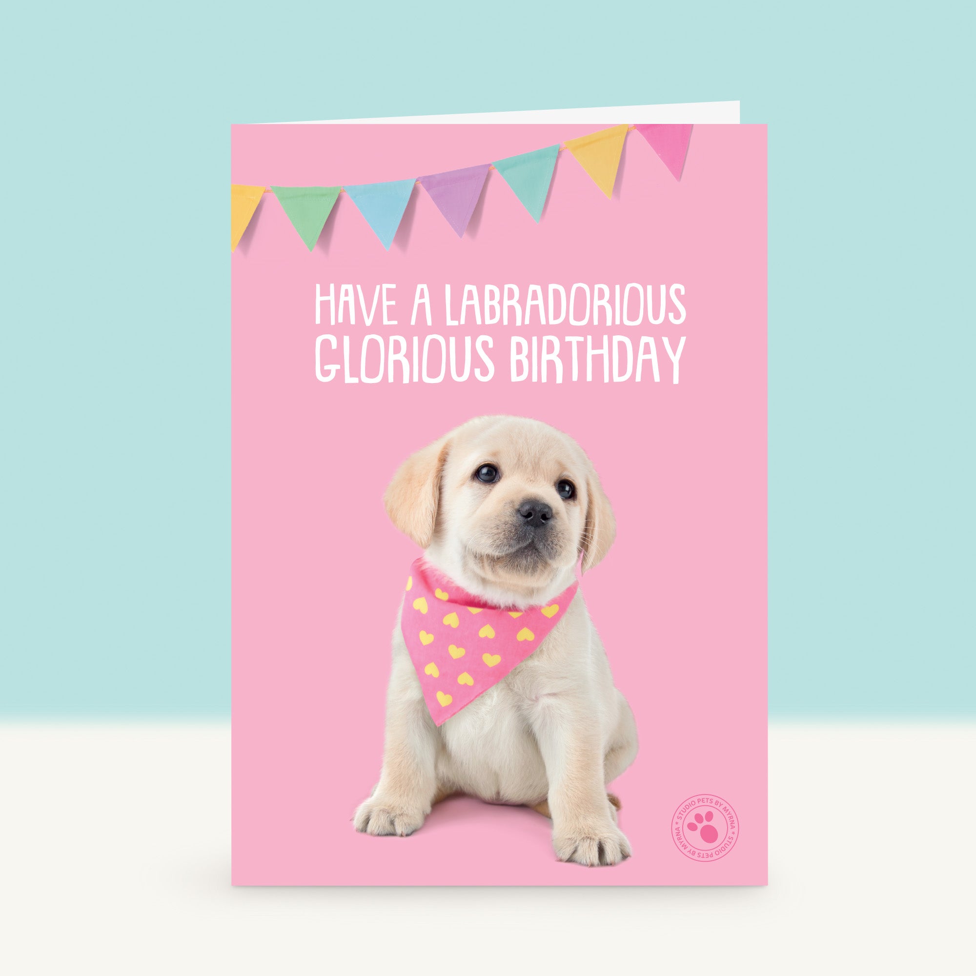 Puppy Verjaardagskaart - Happy de Blonde Labrador