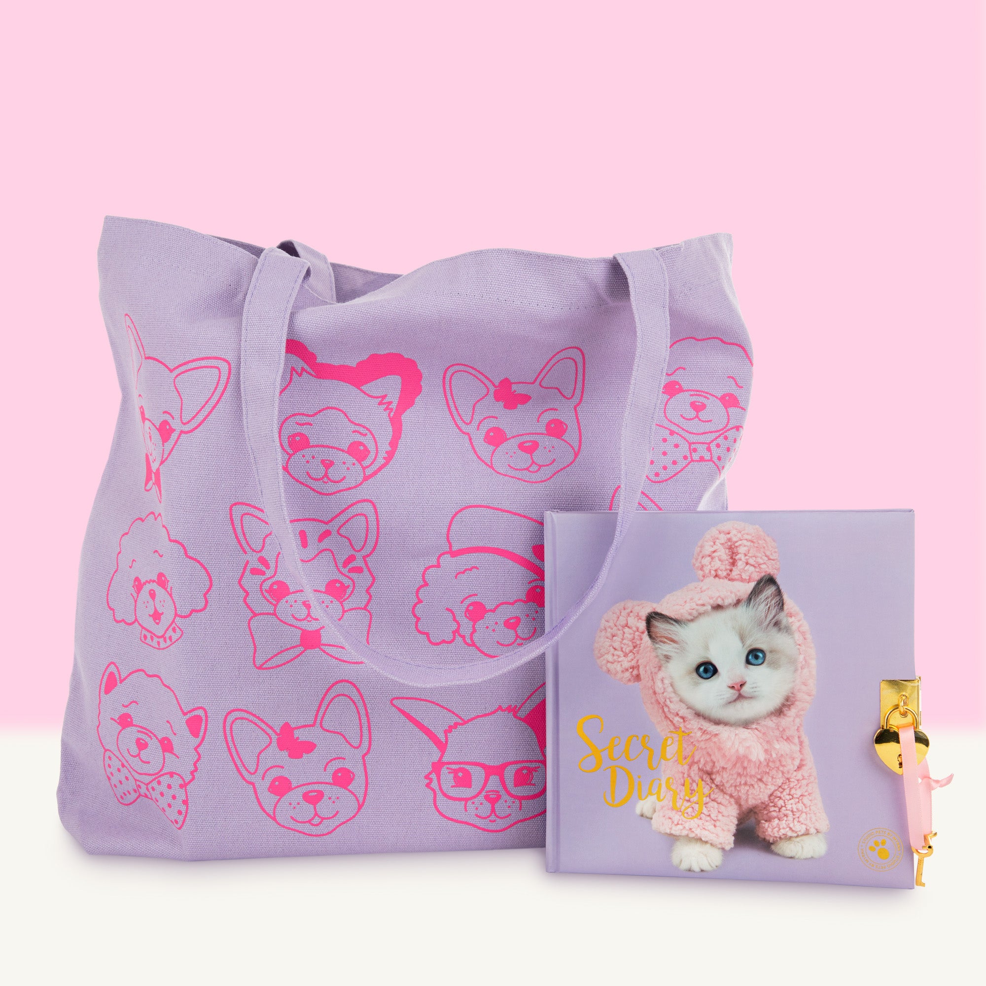 Canvas Tote Bag - Lila met illustraties