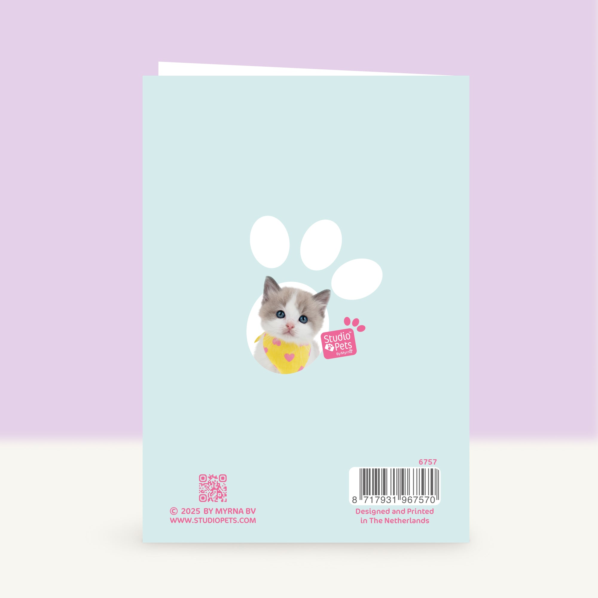 Verjaardagskaart “MUAH” met lief kitten