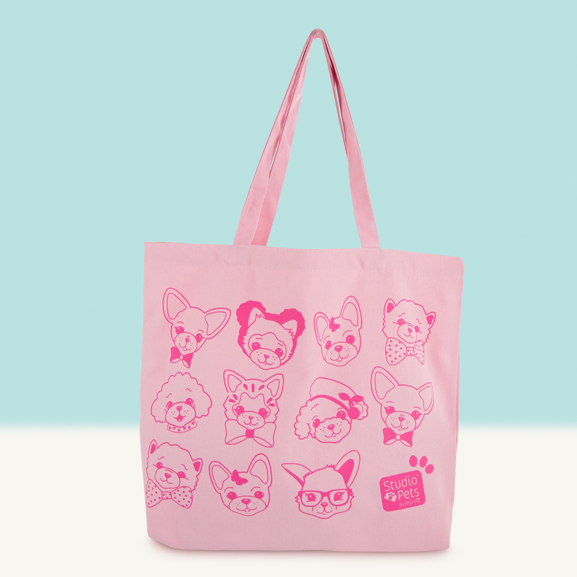 Canvas Tote Bag - Roze met illustraties