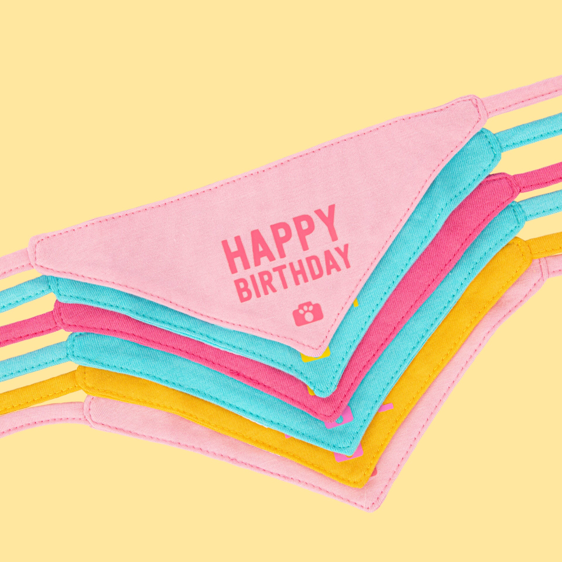 Bandana 'Happy Birthday'- Roze