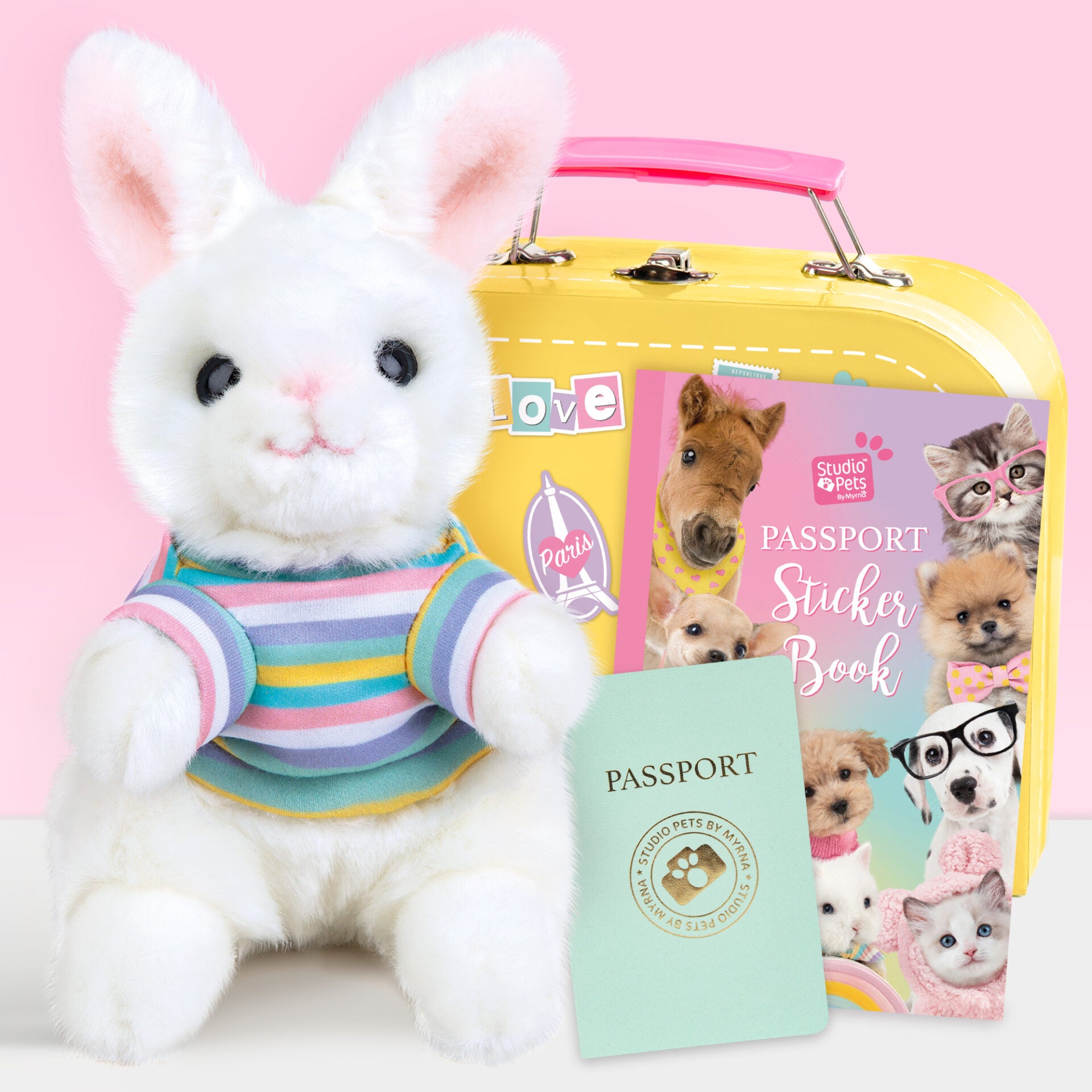 Pluche Dwerg knuffelkonijn 16cm - Set met koffertje