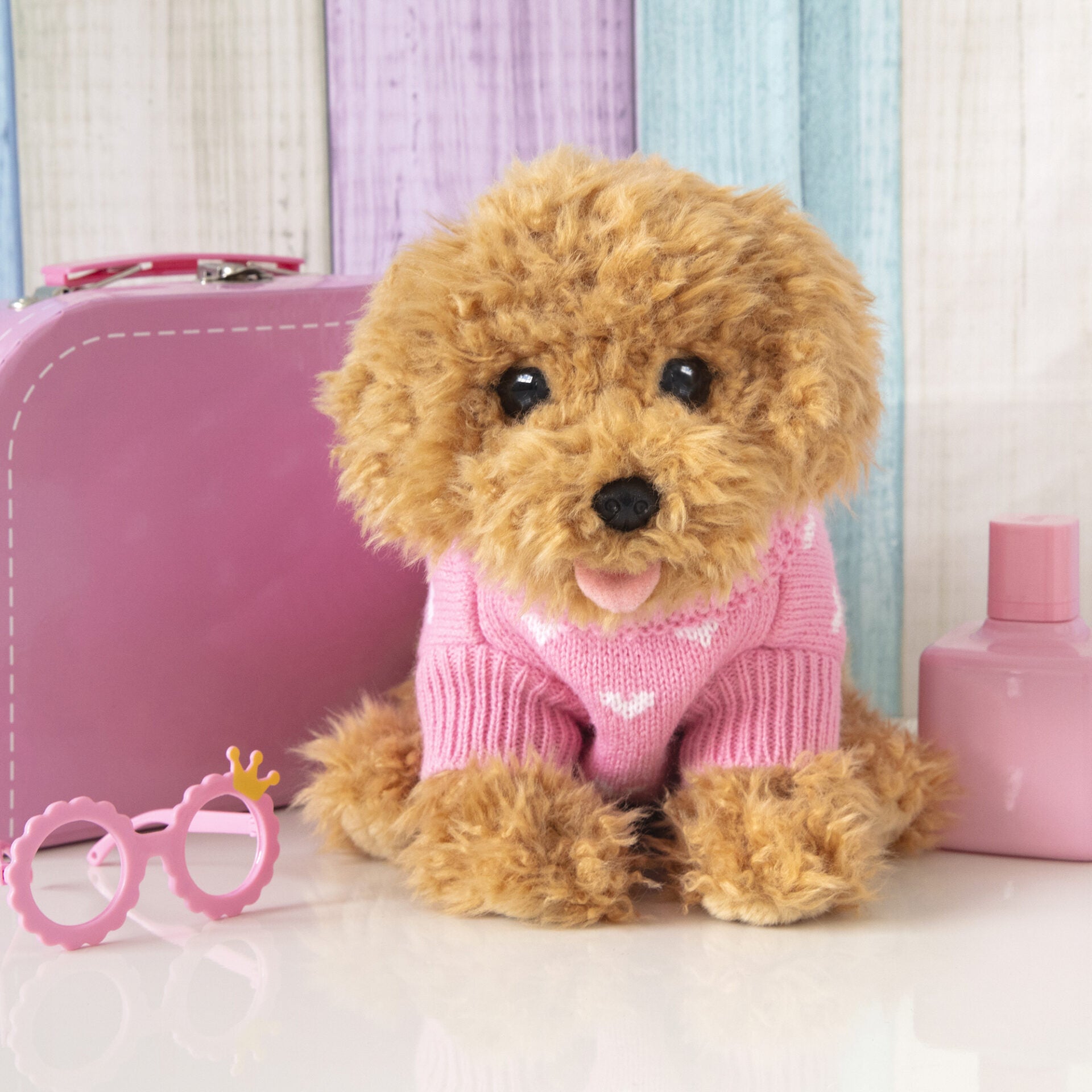 Pluche knuffelhond met Naam Toy Poedel 23cm  - Set met koffertje