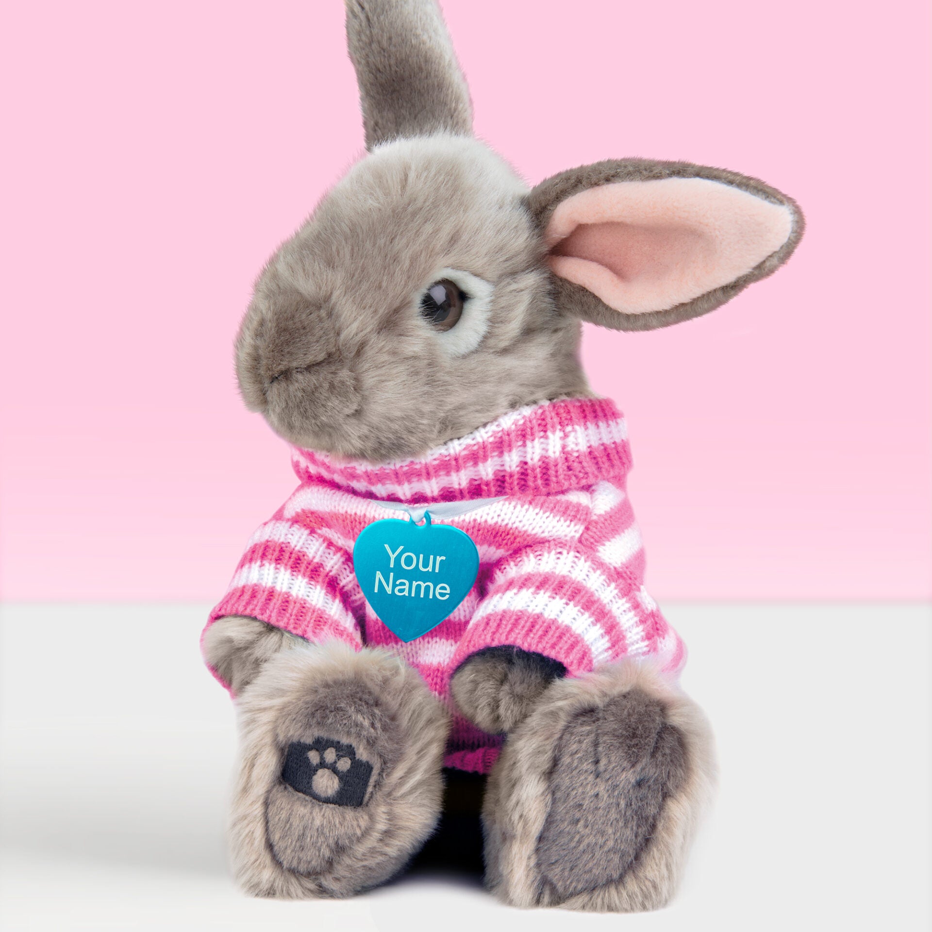 Pluche knuffelkonijn met Naam Hangoor Dwerg 23cm  - Set met koffertje