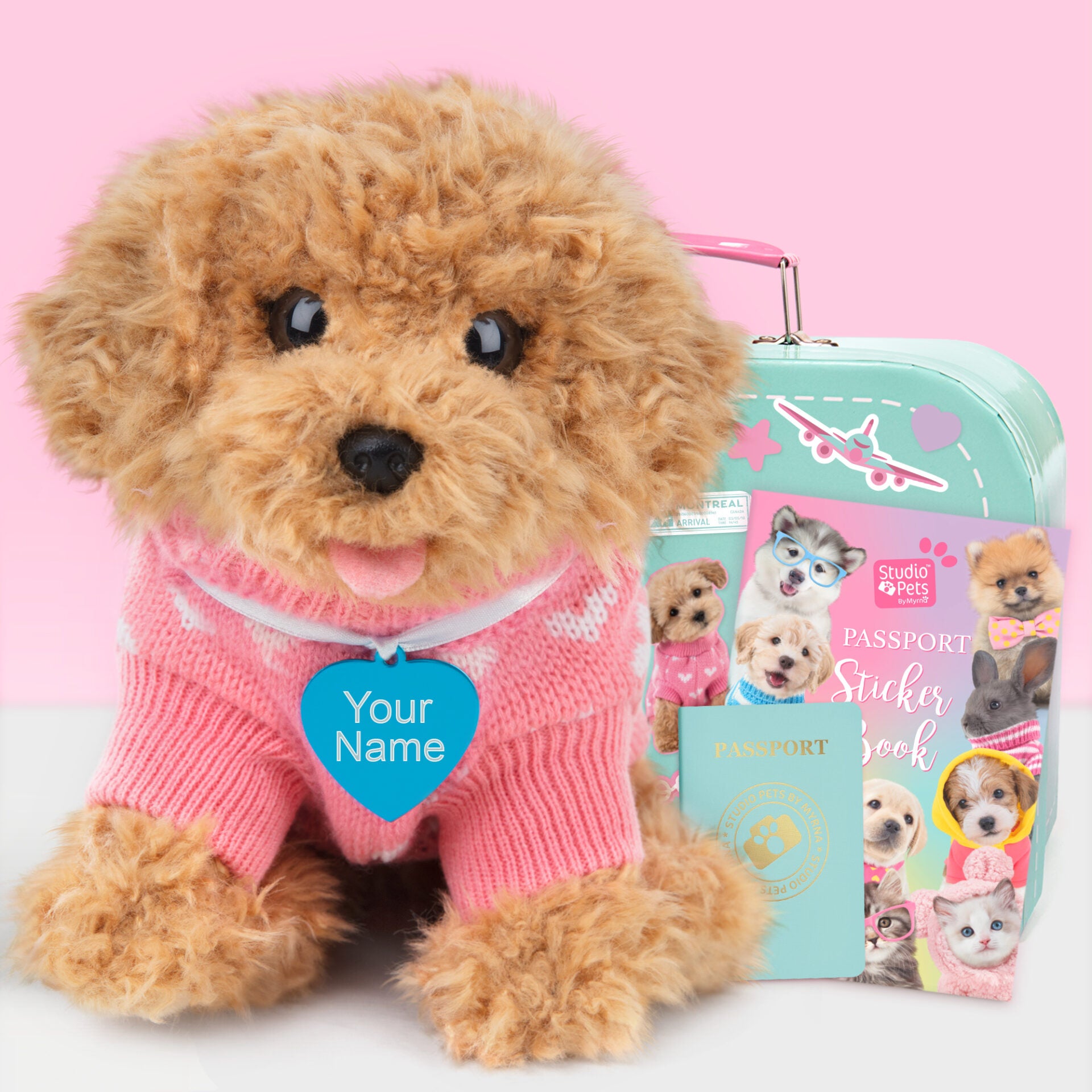 Pluche knuffelhond met Naam Toy Poedel 23cm  - Set met koffertje