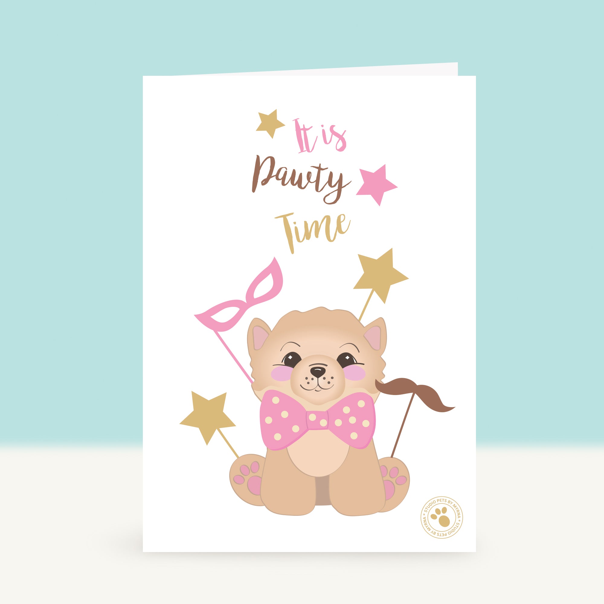 Puppy Wenskaart - It is pawty time