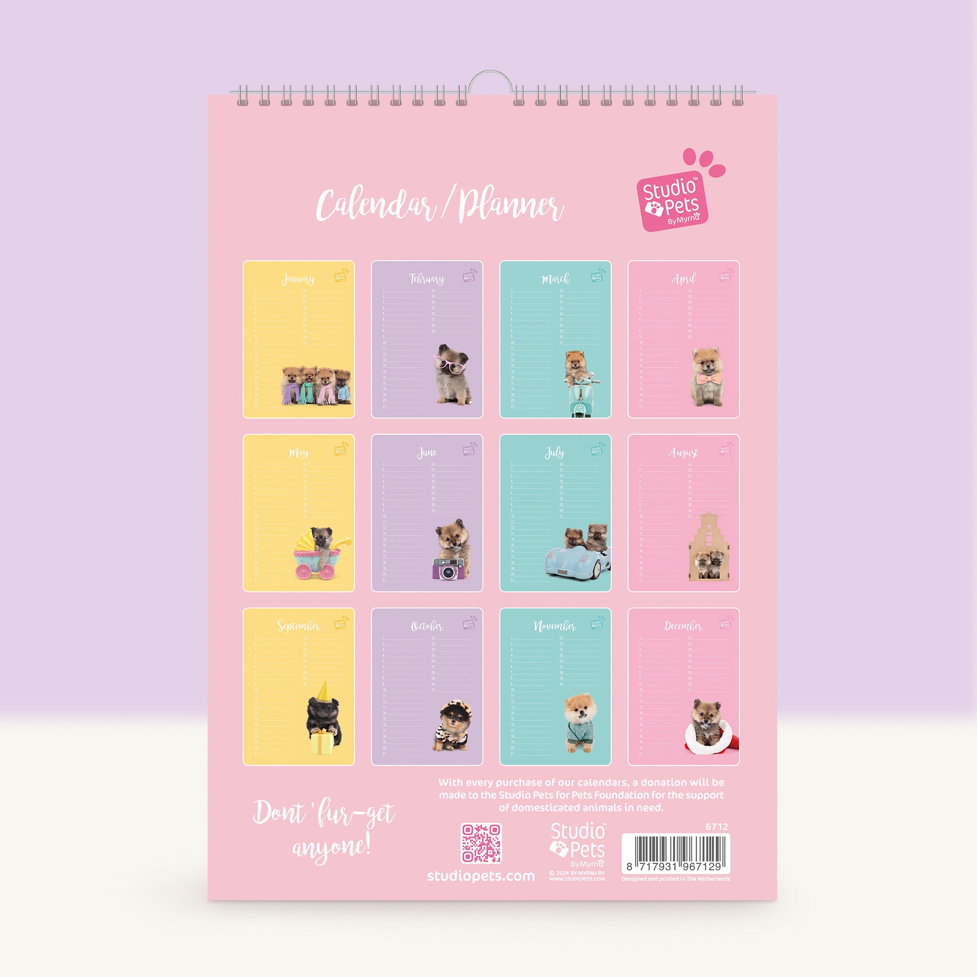 Verjaardagskalender Maandplanner - Pomeriaan Puppy Editie