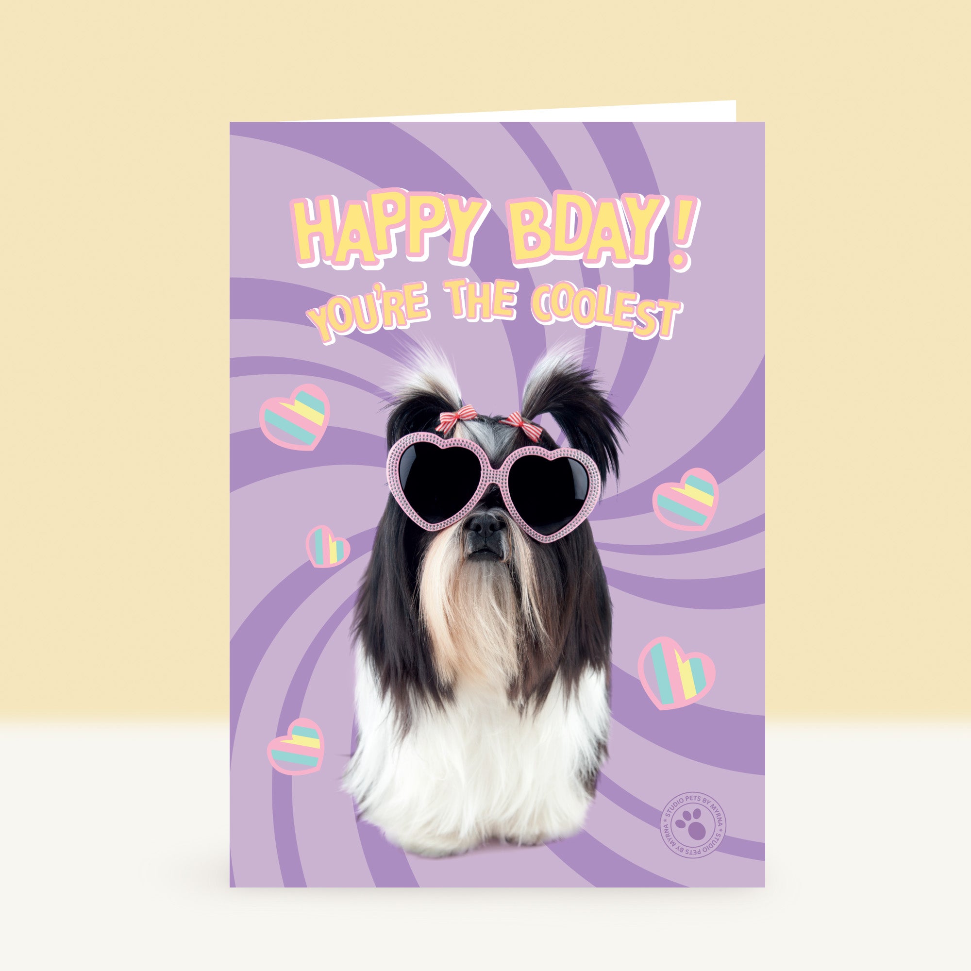Wenskaart “Happy Birthday ” met Shih Tzu puppy