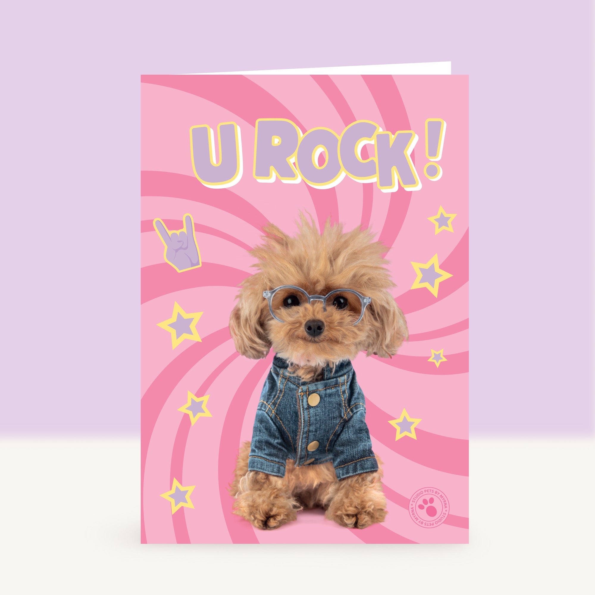 Wenskaart “U Rock” met Toy Poedel puppy
