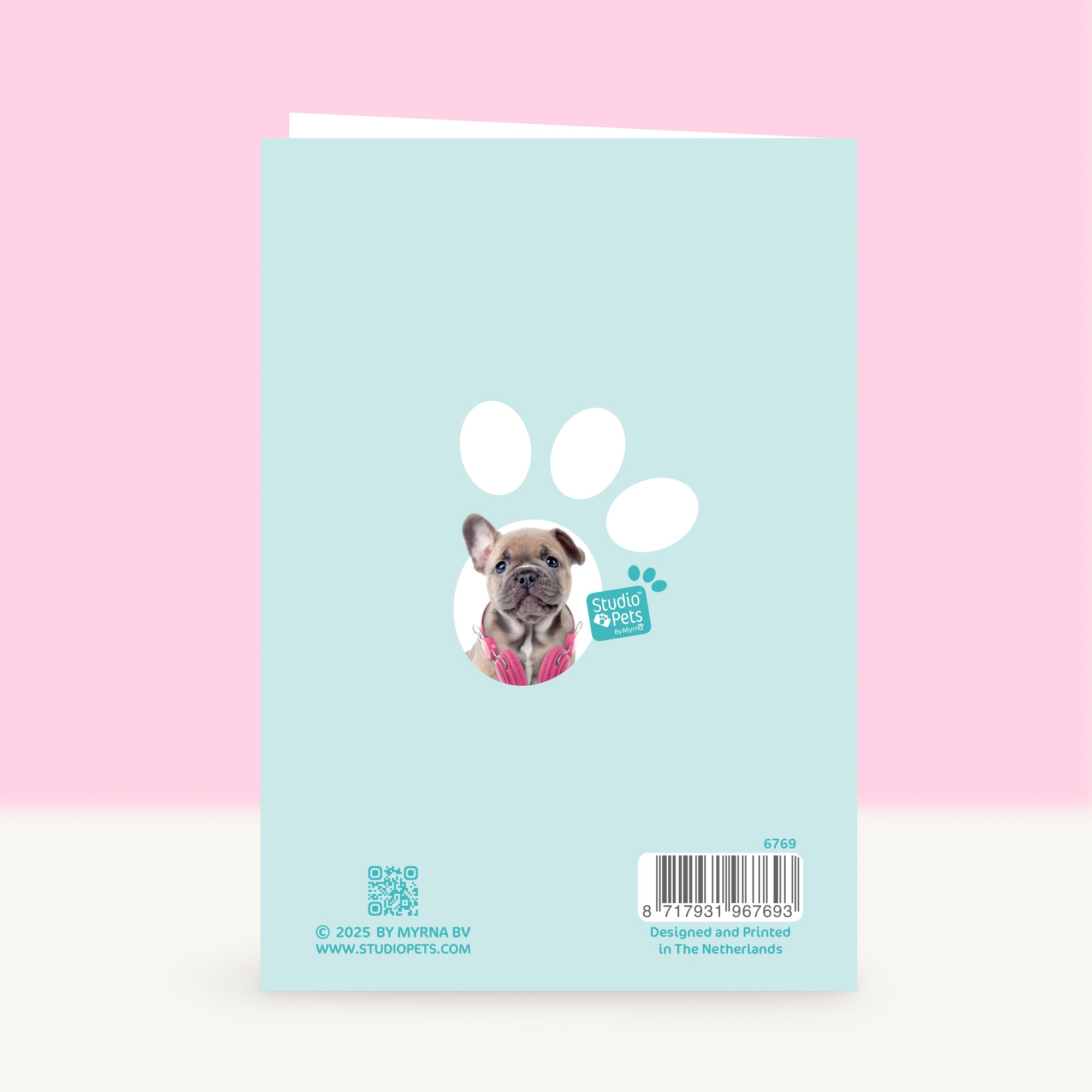 Verjaardagskaart “Yeah Let’s Celebrate” met de Franse Bulldog puppy