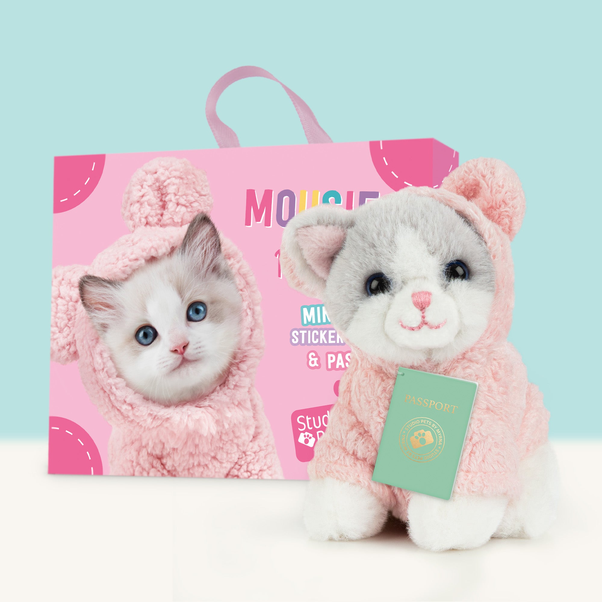 Mini Kattenknuffeltje Mousie met Koffertje - Jouw Schattige Ragdoll Kitten!
