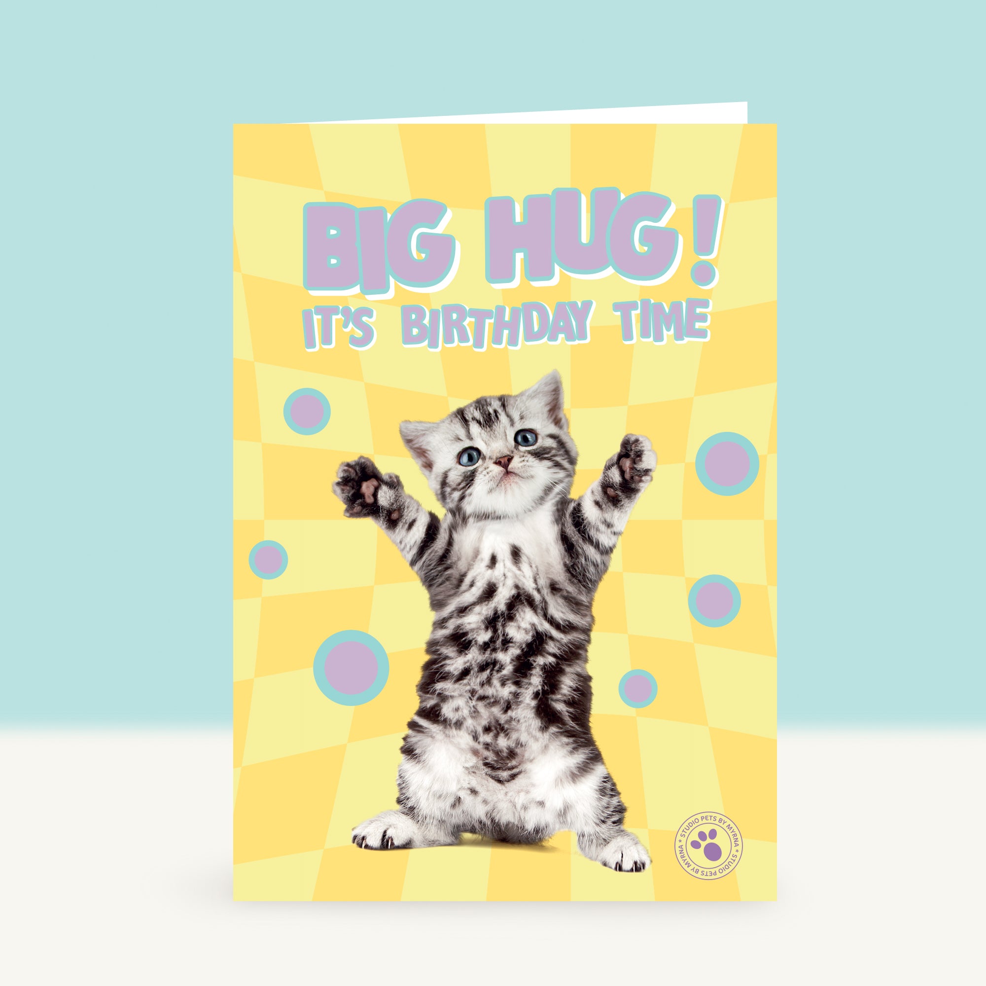 Verjaardagskaart “Big Hug” met het Britse Korthaar kitten