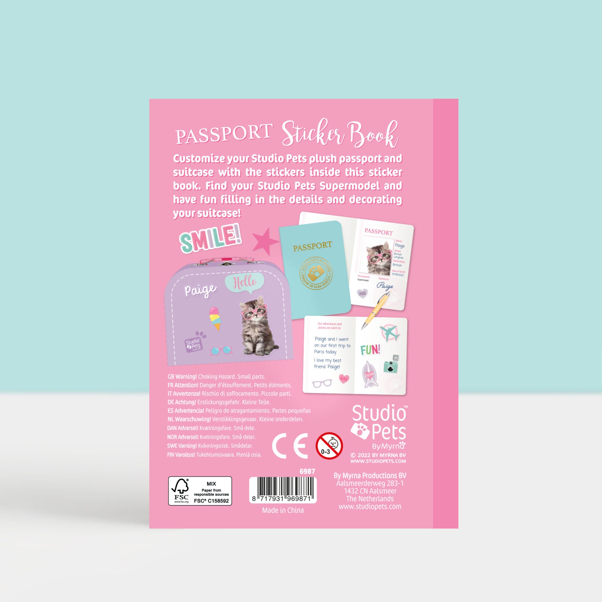 Stickerboek voor Paspoort en Koffertje - Medium Knuffels 16cm