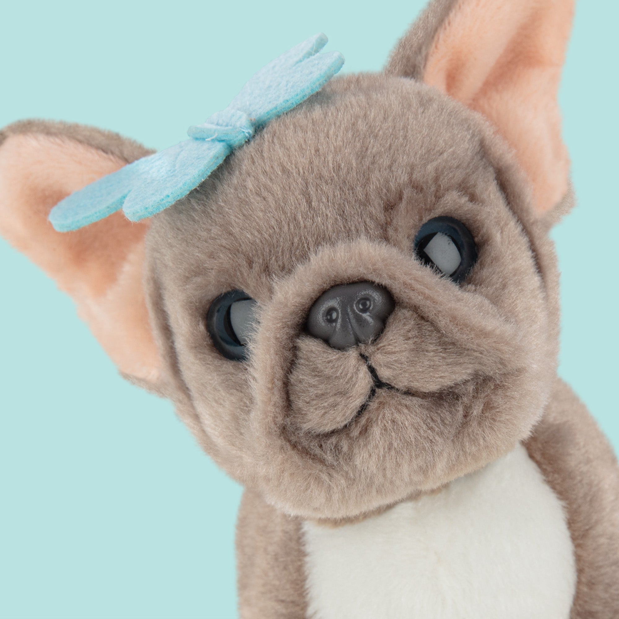 Pluche knuffelhond Franse Bulldog 16cm - Set met koffertje