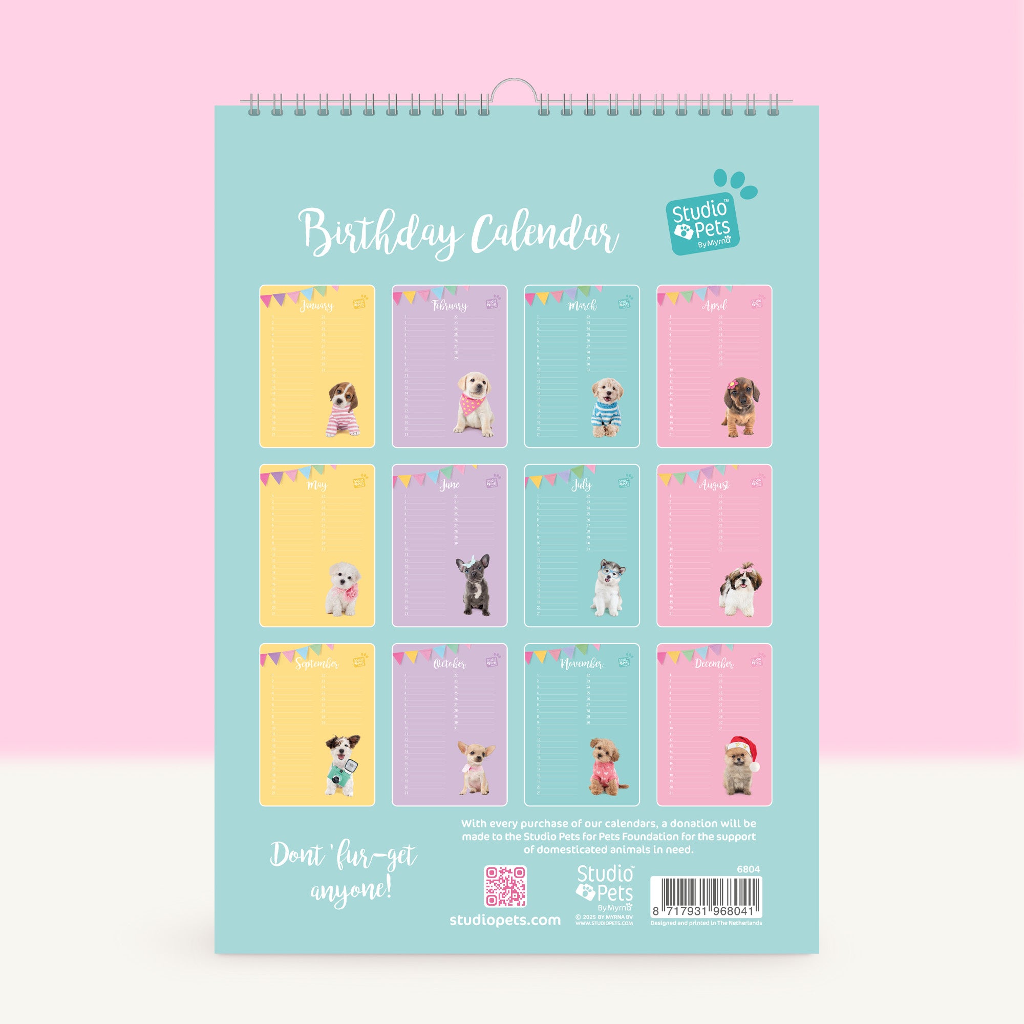 Verjaardagskalender Maandplanner - Puppy Editie