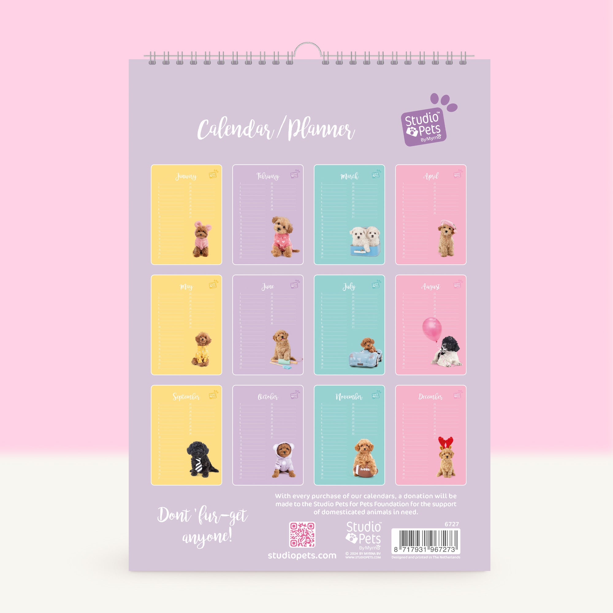 Verjaardagskalender Maandplanner - Toy Poedel Puppy Editie