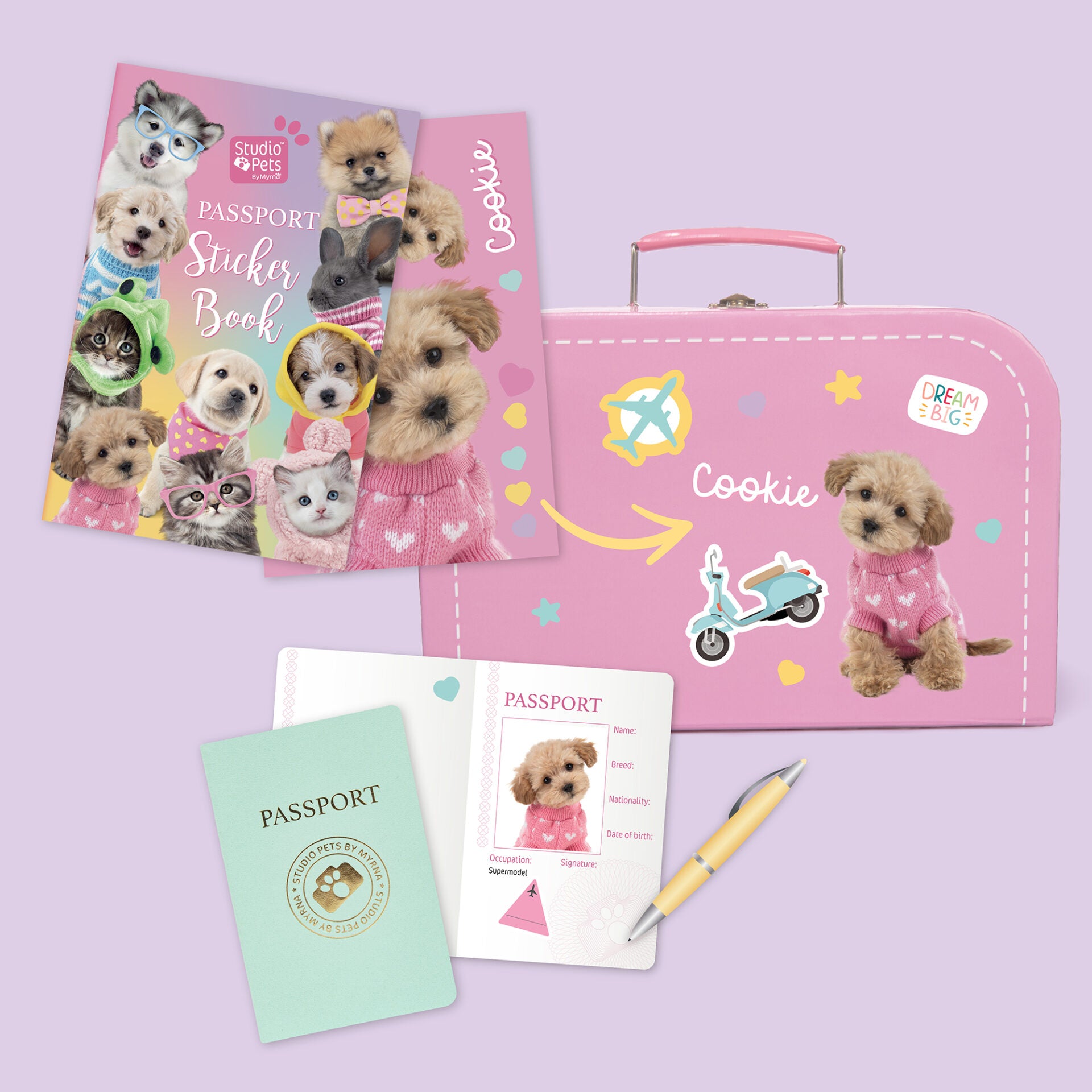 Pluche knuffelhond met Naam Toy Poedel 23cm  - Set met koffertje