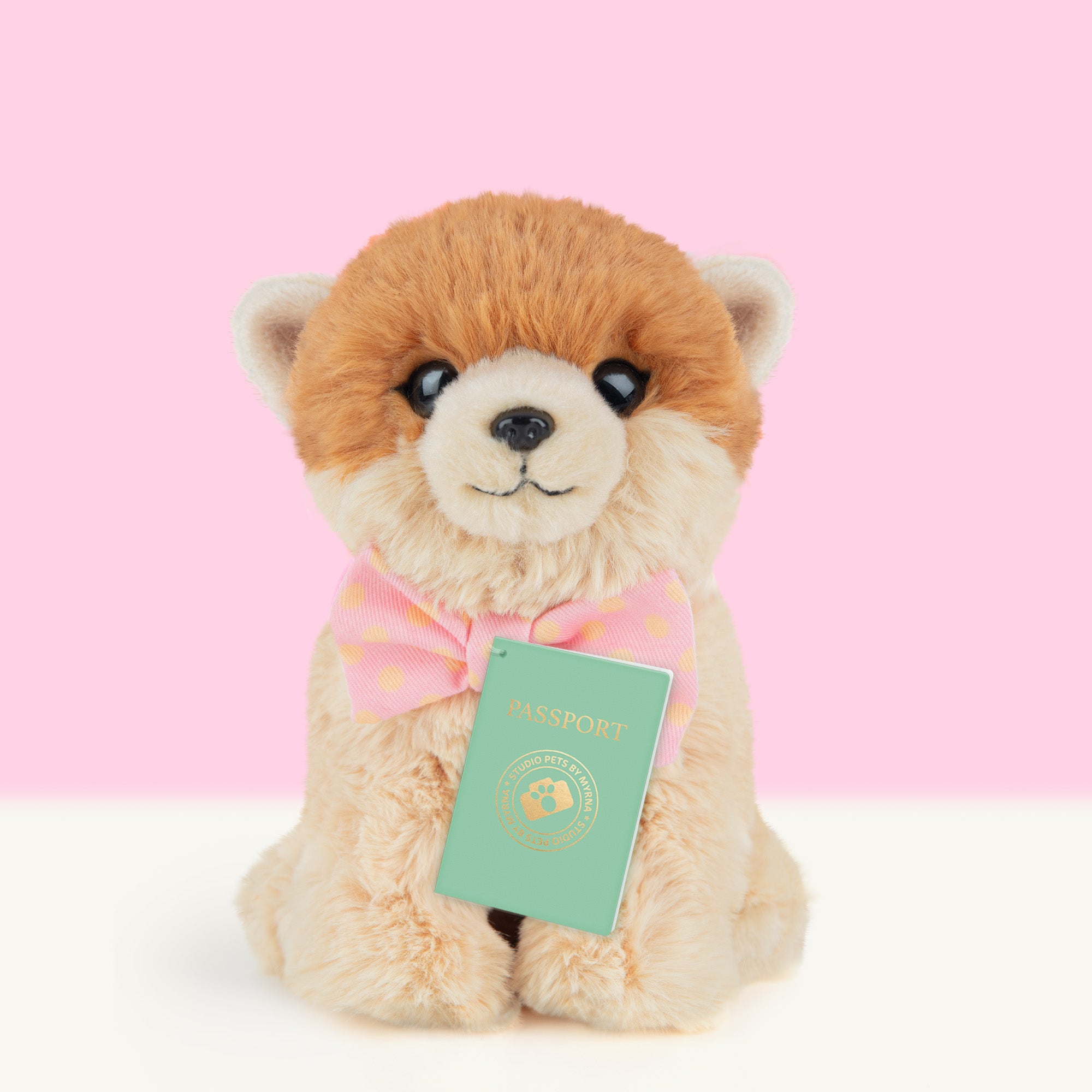 Pluche knuffelhond Pomeriaan 16cm - Set met koffertje