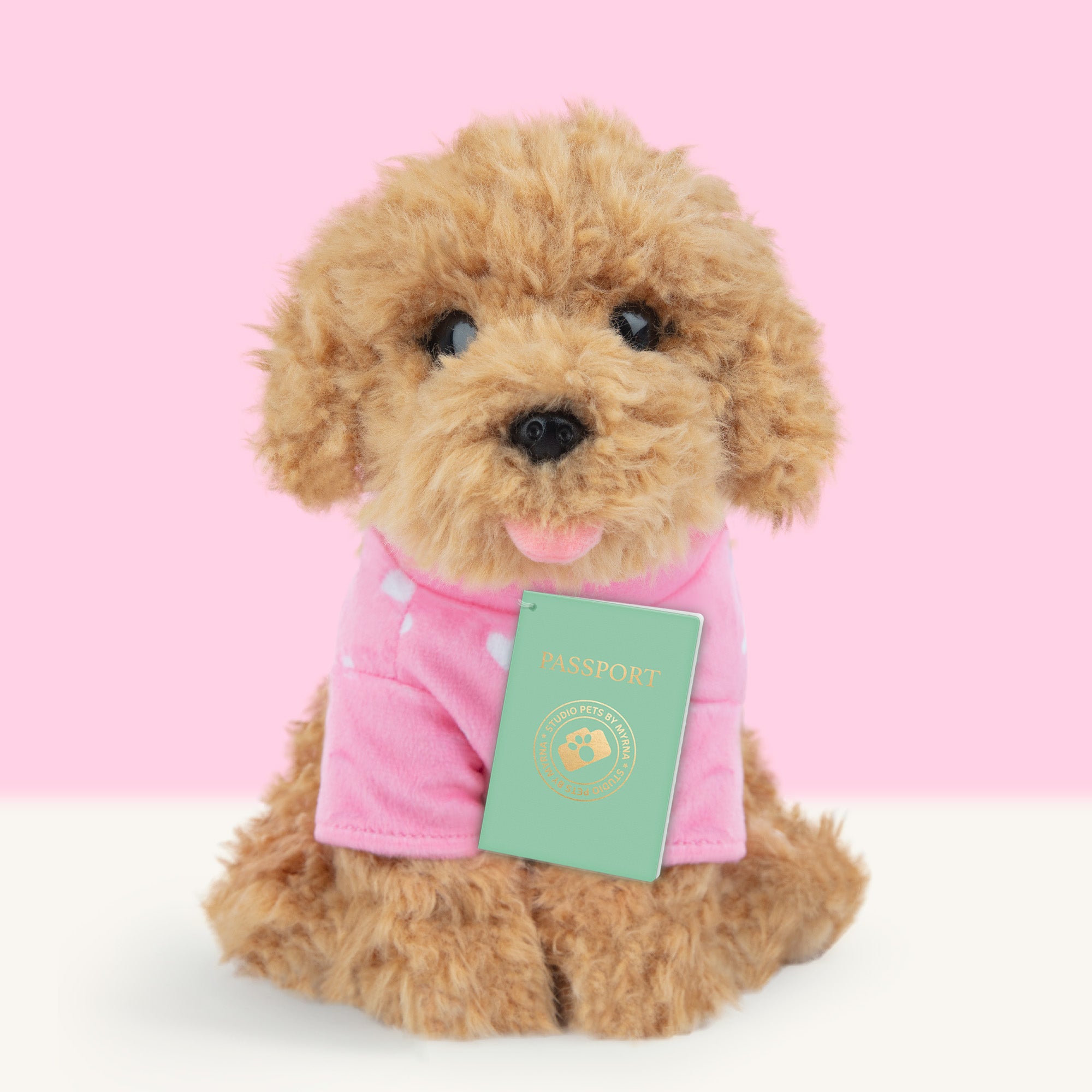 Pluche knuffelhond Toy Poedel 23cm  - Set met koffertje